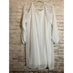 Cato Coquette Dress Womens Large Pure White Accordion Pleated Feminine Flowy